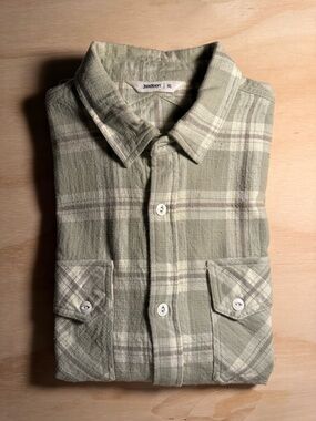 3sixteen Olive and Cream Plaid Button-Down Shirt